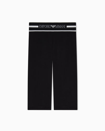 Emporio Armani cropped trousers in organic jersey with logo waistband
