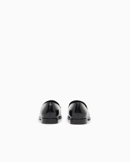 Emporio Armani Icon Shiny Polished Leather Loafers Black