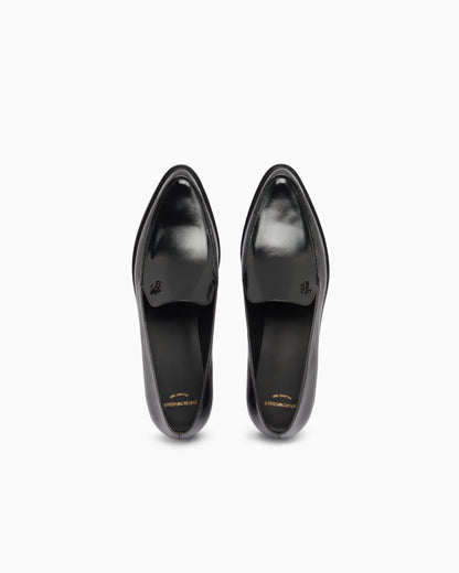 Emporio Armani Icon Shiny Polished Leather Loafers Black