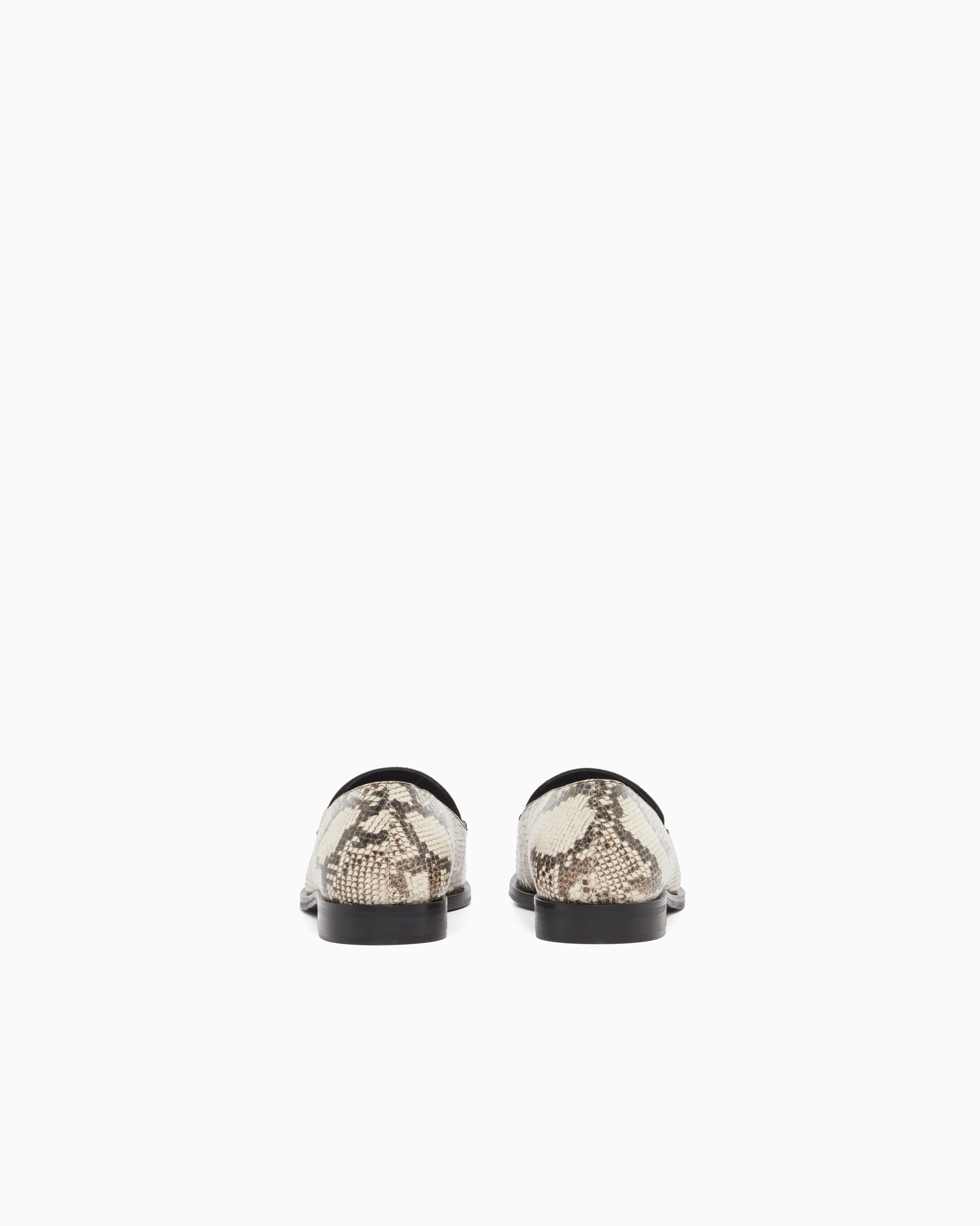 Emporio Armani Icon Python-Print Leather Loafers Patterned