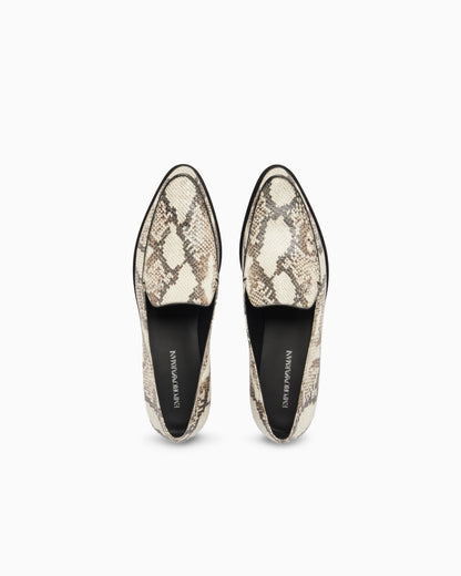 Emporio Armani Icon Python-Print Leather Loafers Patterned