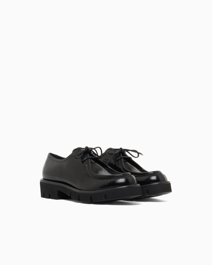 Emporio Armani Wallabee Lace-Ups In Shiny Polished Leather Black