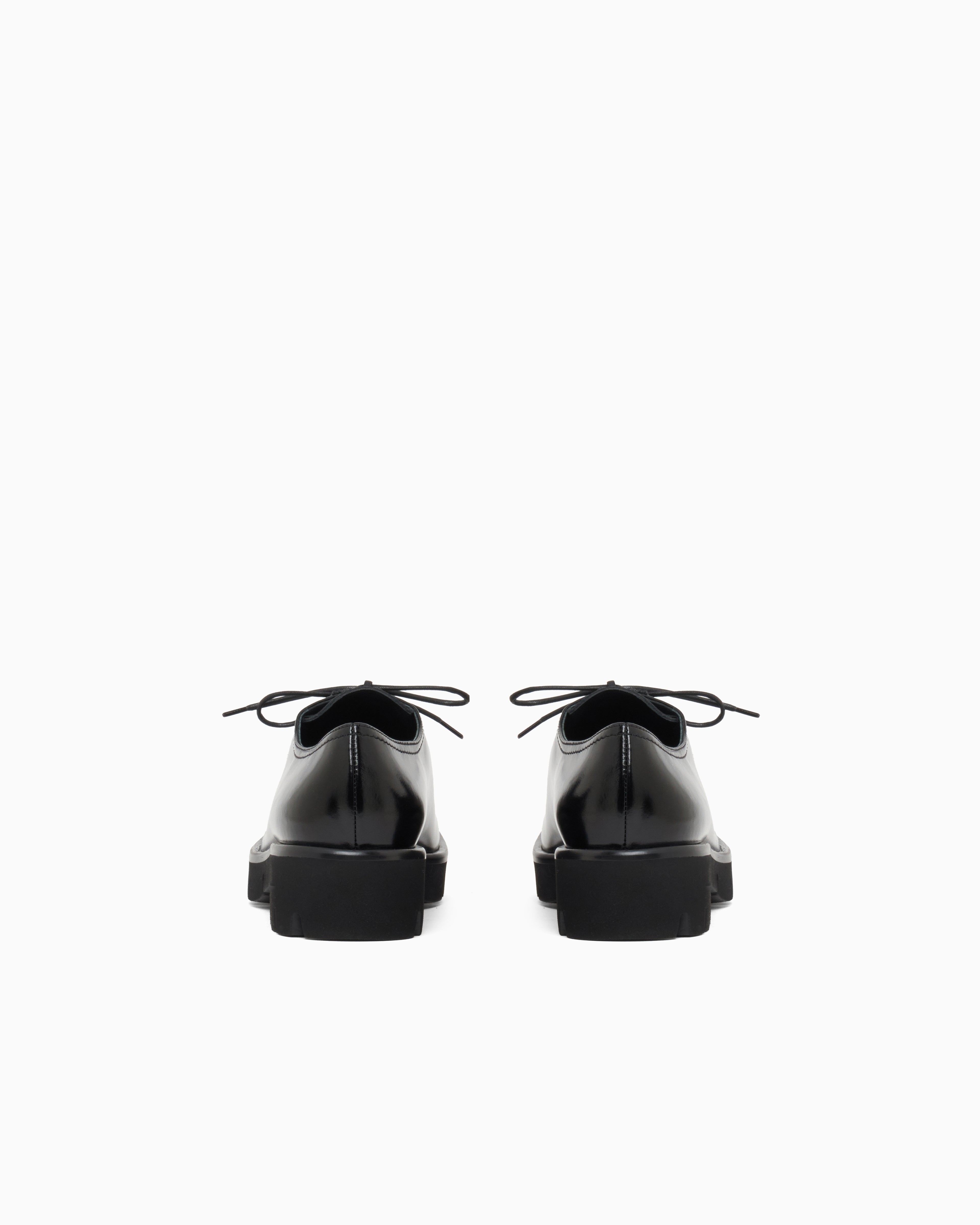 Emporio Armani Wallabee Lace-Ups In Shiny Polished Leather Black