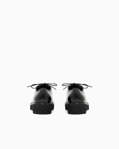 Emporio Armani Wallabee Lace-Ups In Shiny Polished Leather Black