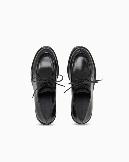 Emporio Armani Wallabee Lace-Ups In Shiny Polished Leather Black