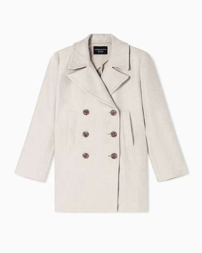 Emporio Armani Double-breasted pea coat in linen blend cavalry twill