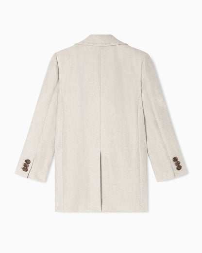 Emporio Armani Double-breasted pea coat in linen blend cavalry twill