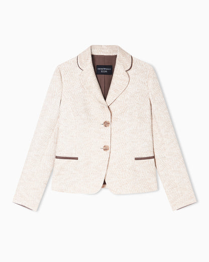 Emporio Armani Icon jacket in a jacquard wool blend with an embossed pattern