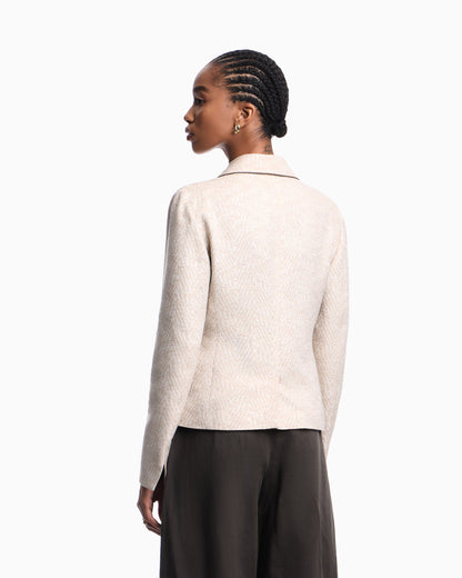 Emporio Armani Icon jacket in a jacquard wool blend with an embossed pattern