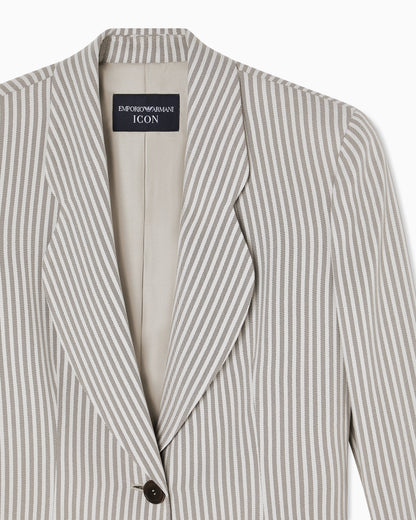 Emporio Armani Icon single-breasted jacket in striped fluid crêpe