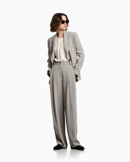 Emporio Armani Icon single-breasted jacket in striped fluid crêpe