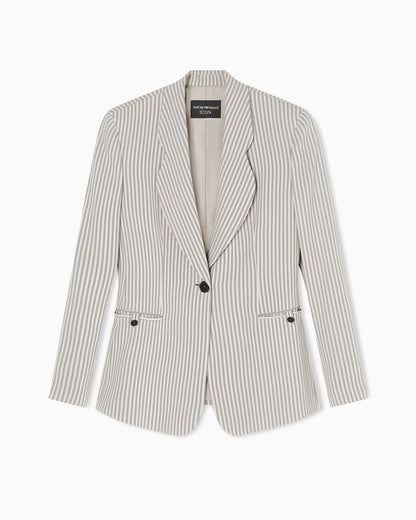Emporio Armani Icon single-breasted jacket in striped fluid crêpe