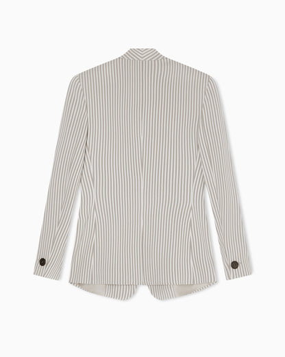 Emporio Armani Icon single-breasted jacket in striped fluid crêpe