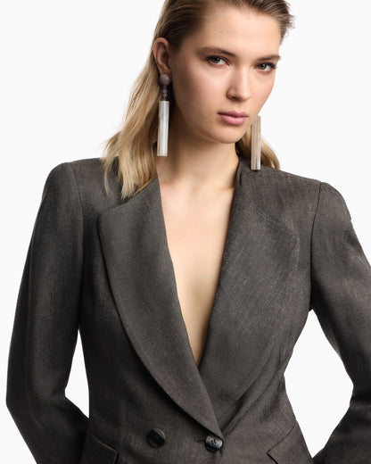 Emporio Armani Icon double-breasted jacket in armure jacquard