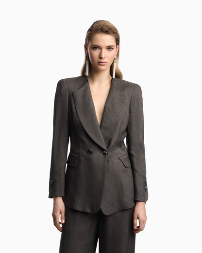 Emporio Armani Icon double-breasted jacket in armure jacquard