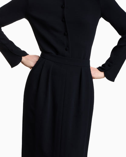 Emporio Armani Icon washed cady crêpe pleated long skirt