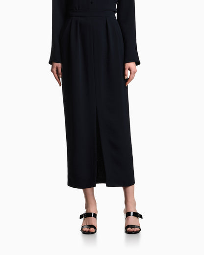 Emporio Armani Icon washed cady crêpe pleated long skirt