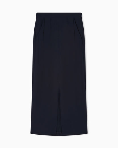 Emporio Armani Icon washed cady crêpe pleated long skirt