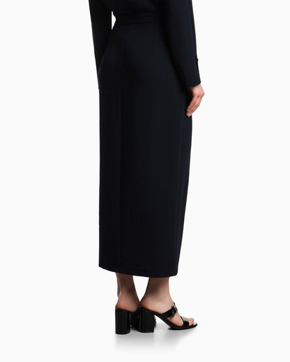 Emporio Armani Icon washed cady crêpe pleated long skirt