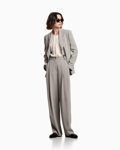 Emporio Armani Icon striped fluid crêpe darted trousers