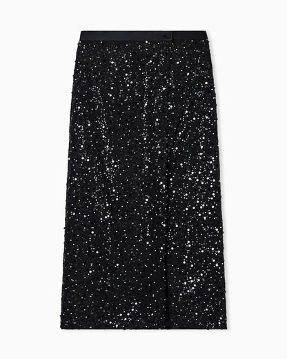 Emporio Armani Georgette skirt with all-over beads and sequins