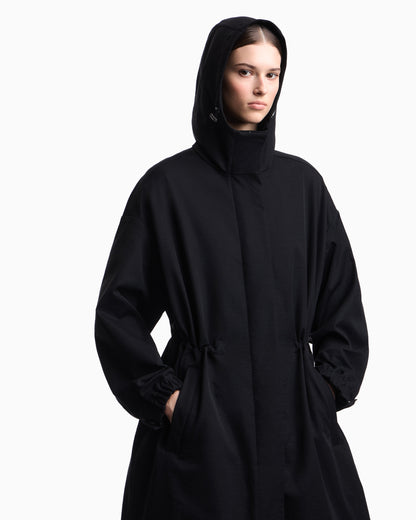 Emporio Armani Nylon twill hooded trench coat