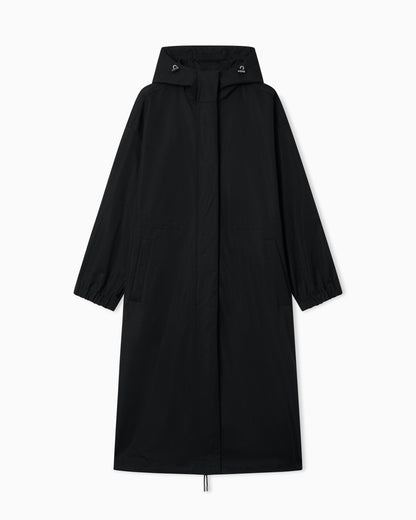 Emporio Armani Nylon twill hooded trench coat