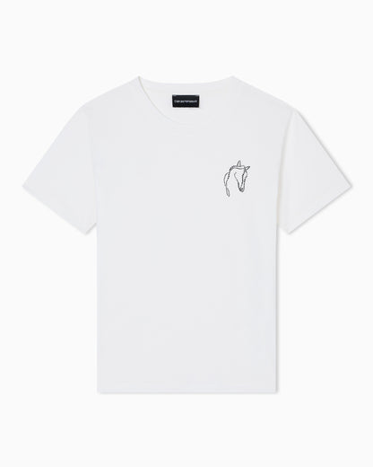 Emporio Armani Lunar New Year slim-fit jersey T-shirt with rhinestone outline