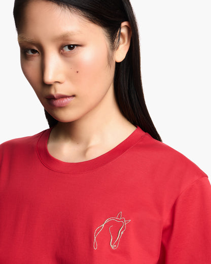 Emporio Armani Lunar New Year slim-fit jersey T-shirt with rhinestone outline
