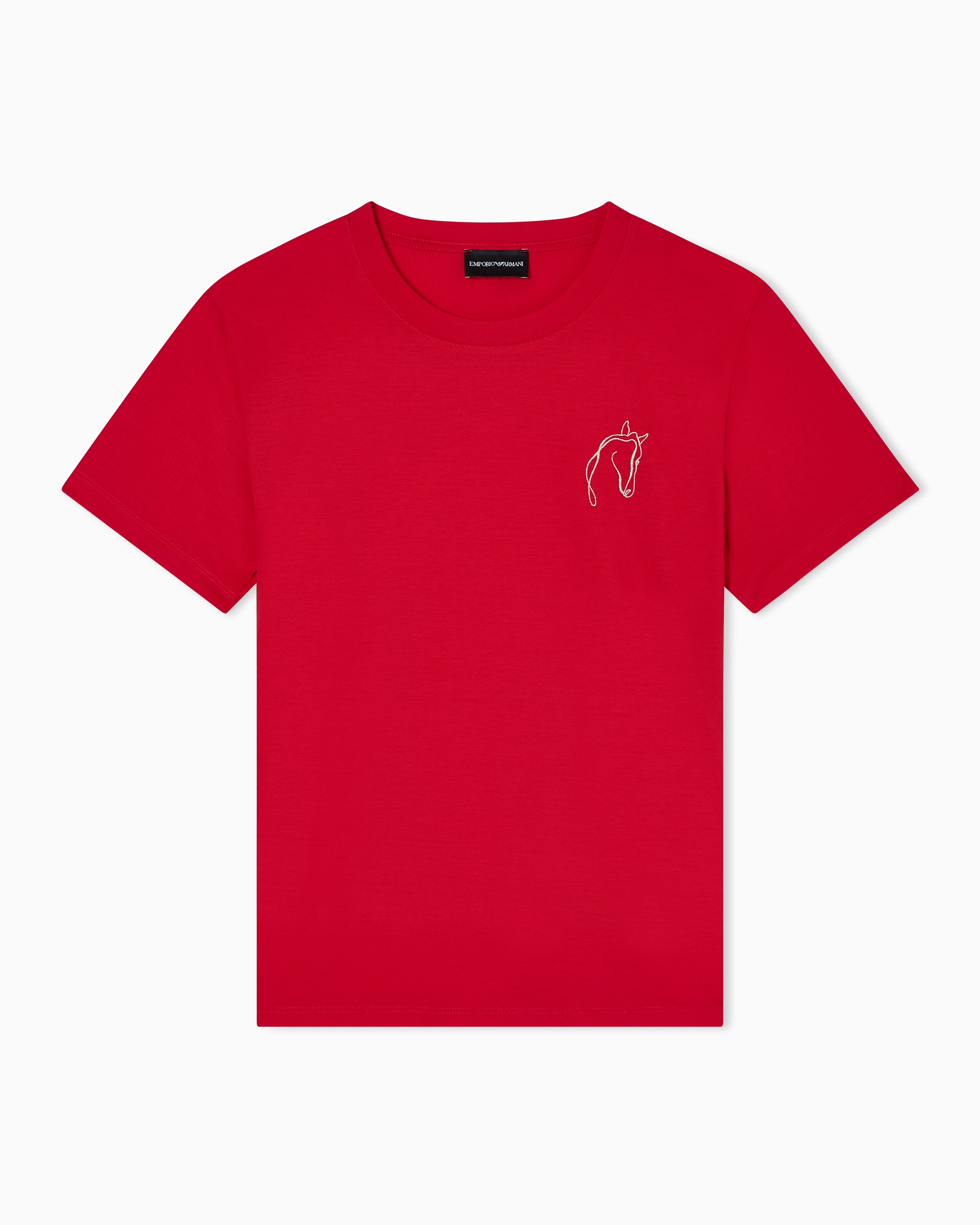 Emporio Armani Lunar New Year slim-fit jersey T-shirt with rhinestone outline