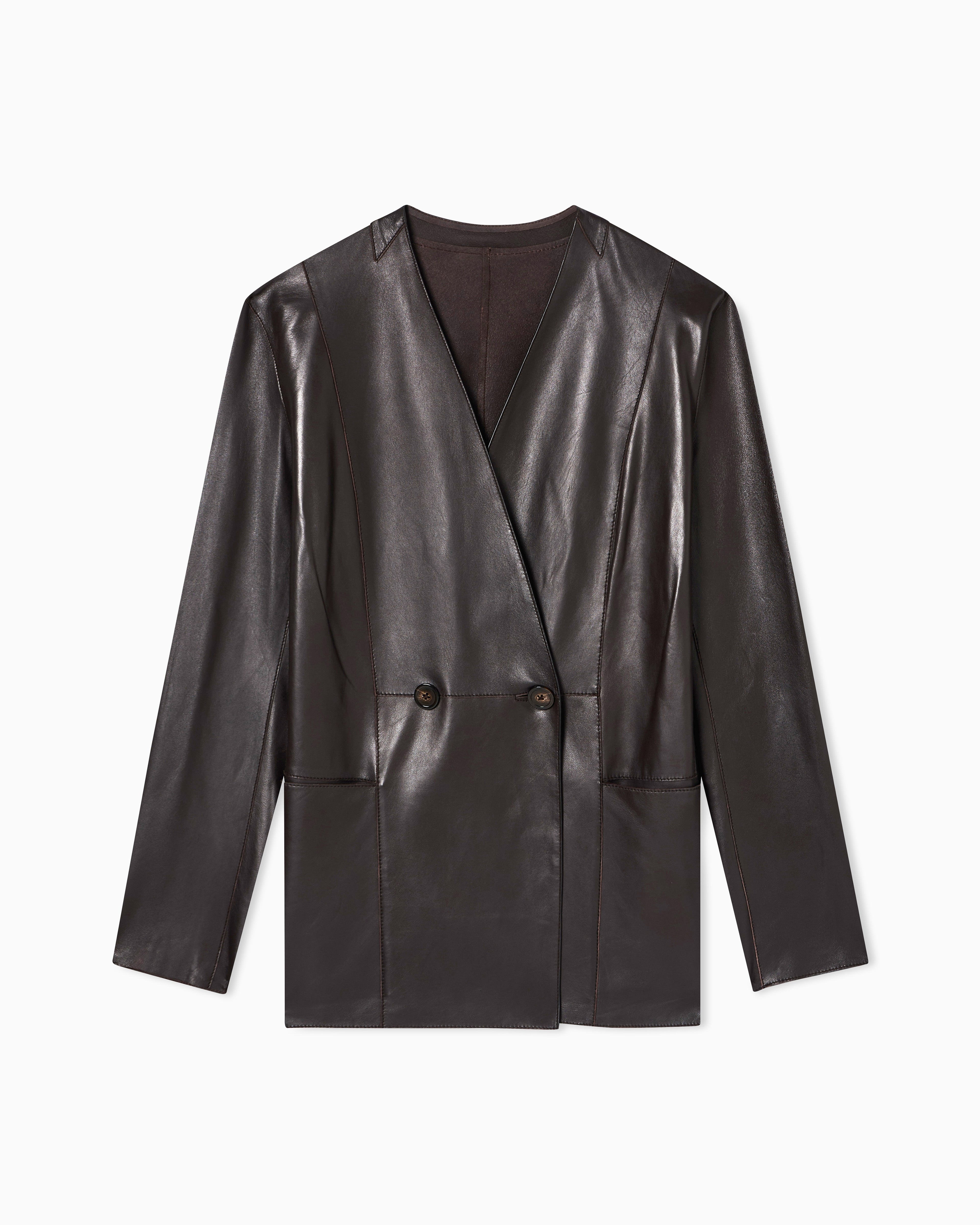 Emporio Armani raw-cut glove-quality lambskin nappa leather blazer