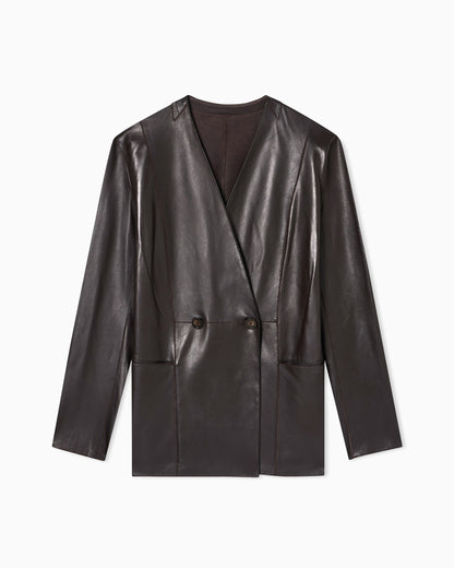 Emporio Armani raw-cut glove-quality lambskin nappa leather blazer