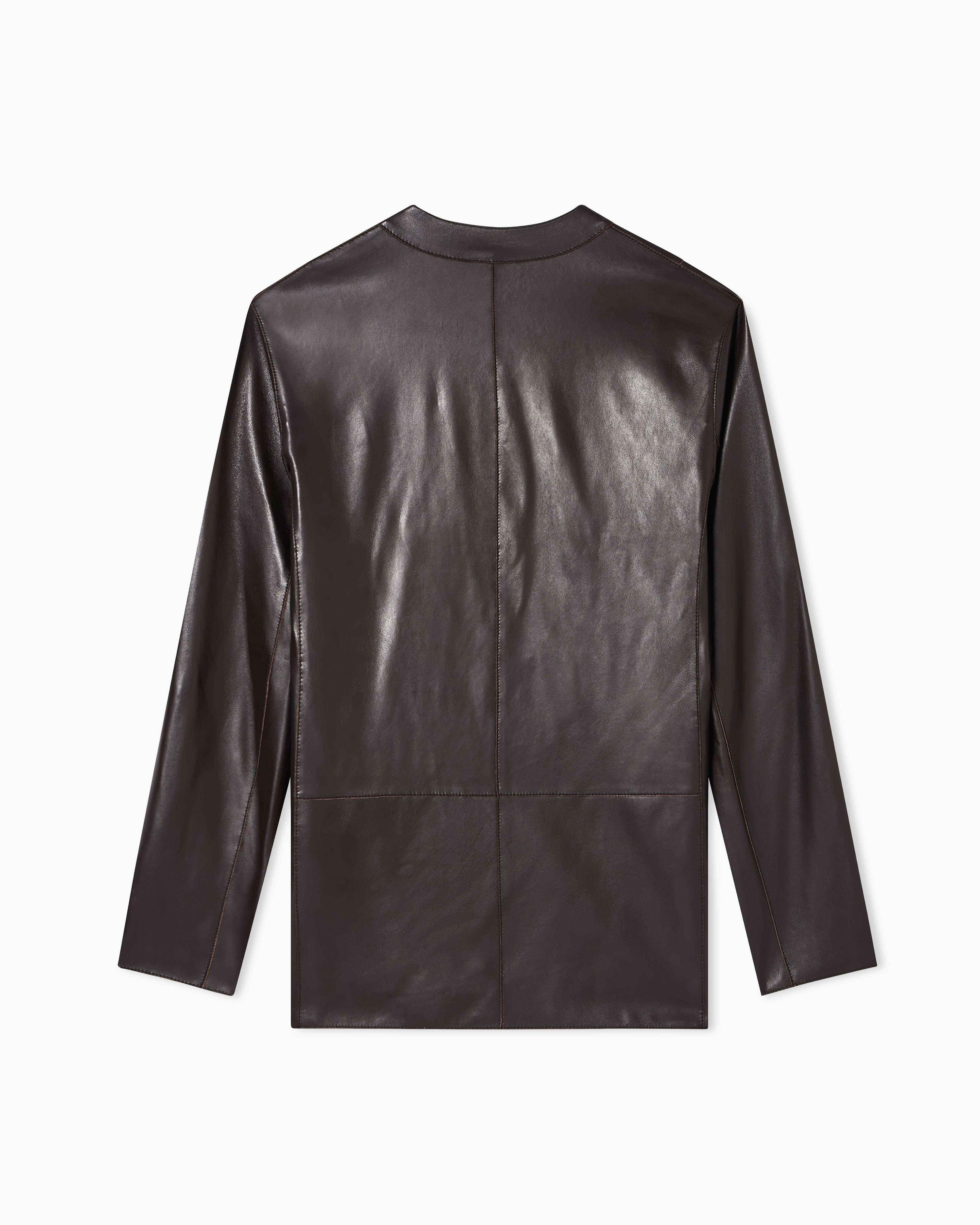 Emporio Armani raw-cut glove-quality lambskin nappa leather blazer