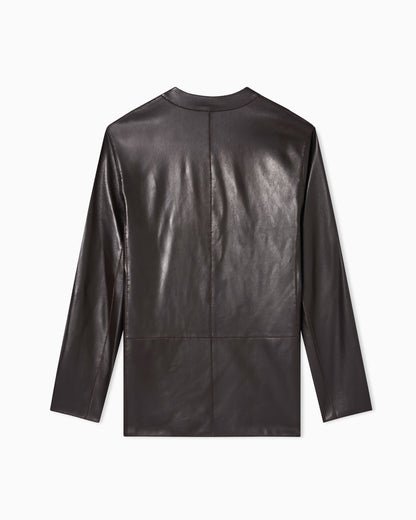 Emporio Armani raw-cut glove-quality lambskin nappa leather blazer