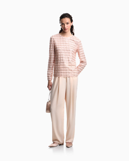 Emporio Armani Tulle top with sequin and bead embroidery