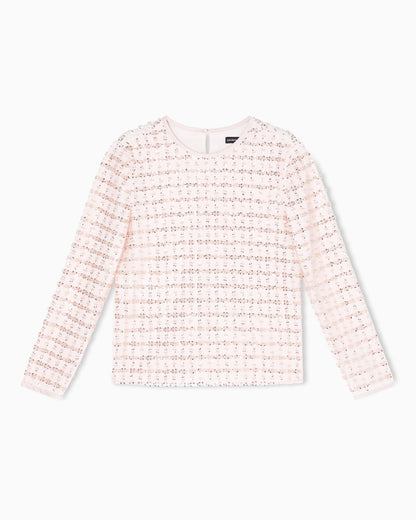 Emporio Armani Tulle top with sequin and bead embroidery
