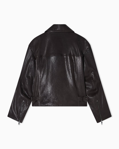 Emporio Armani oversized biker jacket in vegetable-tanned nappa lambskin