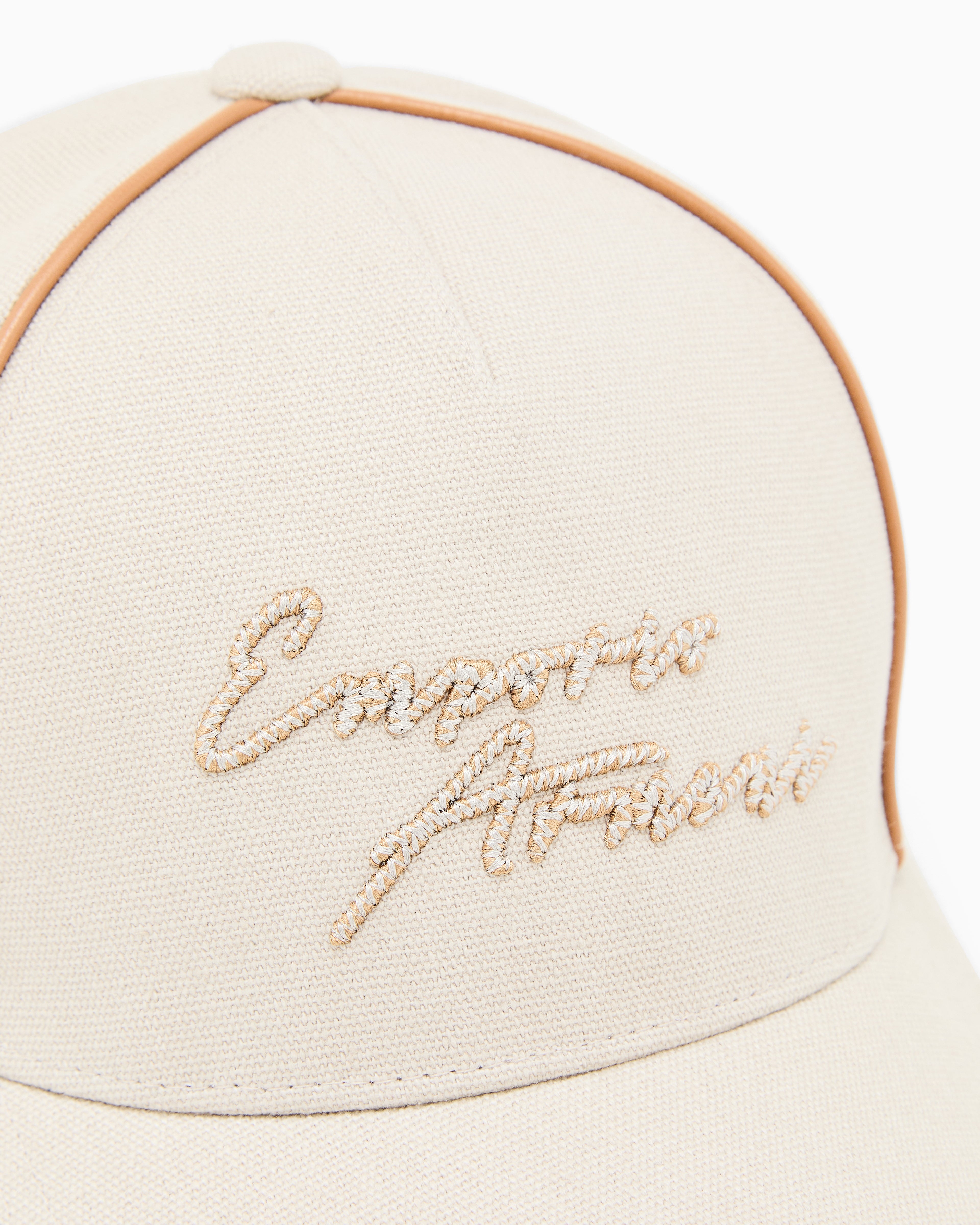 Emporio Armani Canvas baseball cap with signature logo embroidery
