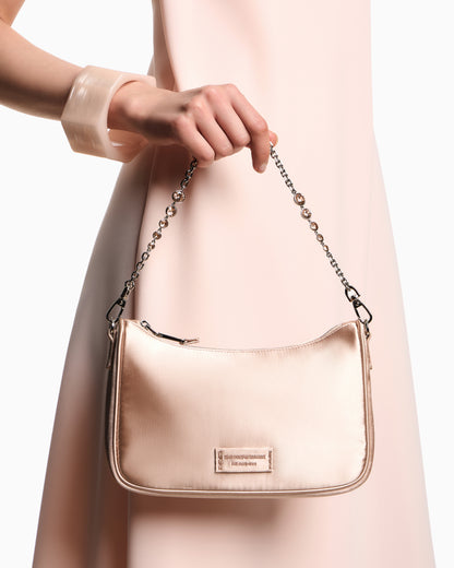 Emporio Armani Satin shoulder bag with chain strap