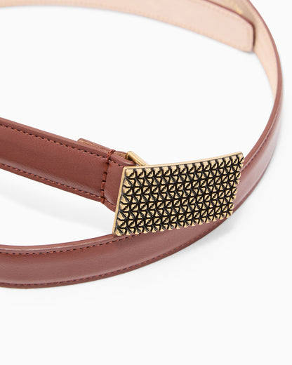 Emporio Armani Smooth leather belt with 3D patterned plate