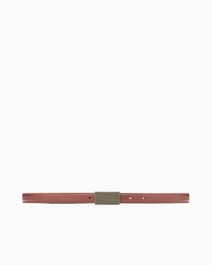 Emporio Armani Smooth leather belt with 3D patterned plate
