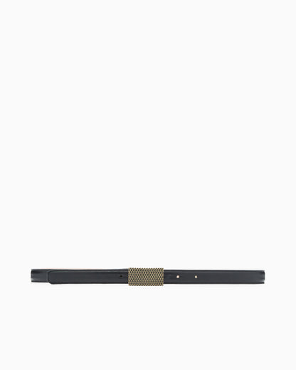 Emporio Armani Smooth leather belt with 3D patterned plate