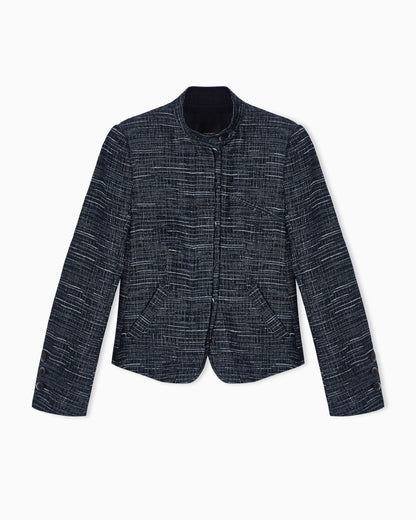 Emporio Armani Guru collar jacket in denim-effect tweed