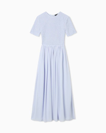 Emporio Armani Short-sleeved long dress in technical georgette