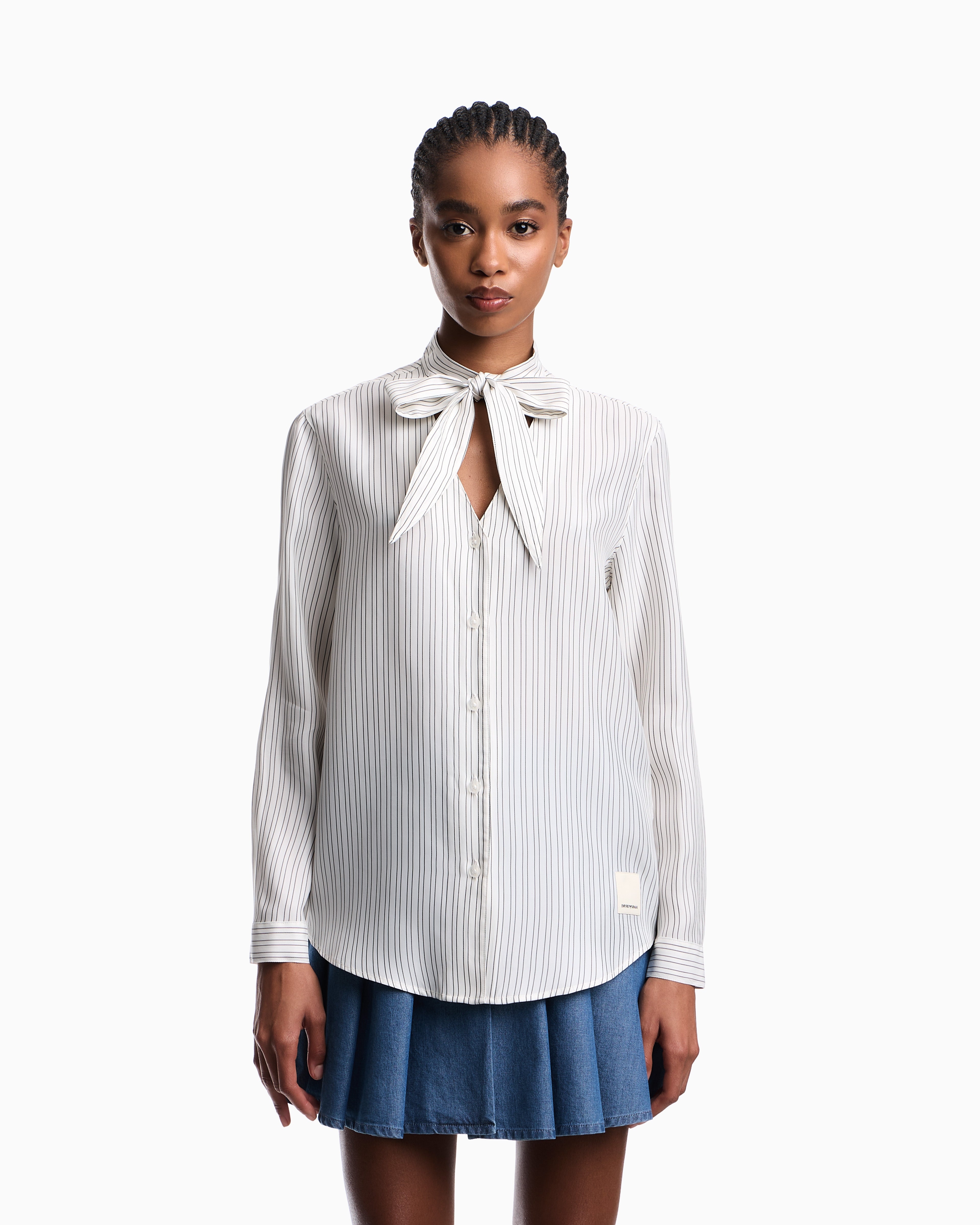 Emporio Armani Eagle Club cupro-blend foulard collar shirt