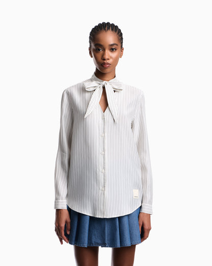 Emporio Armani Eagle Club cupro-blend foulard collar shirt