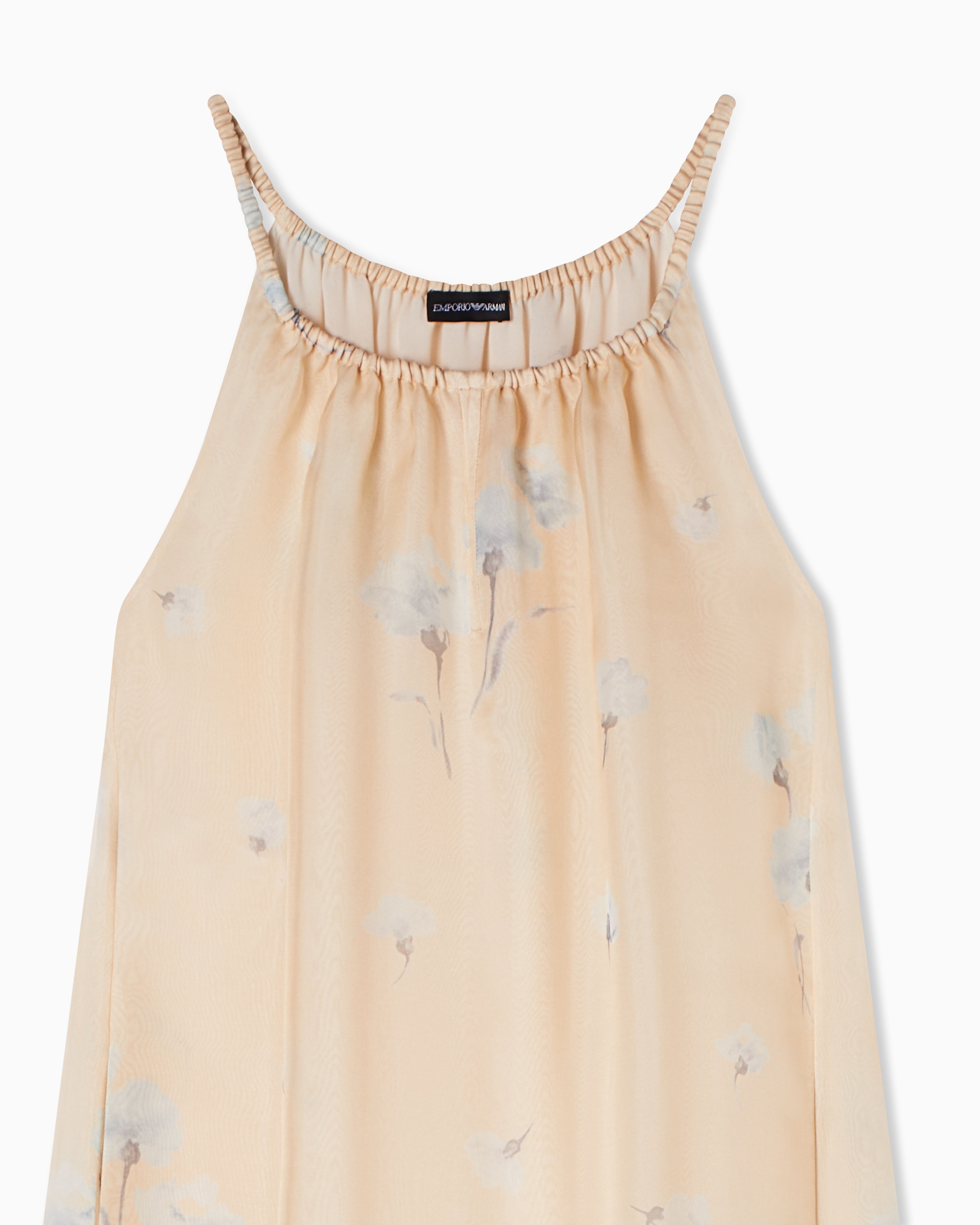 Emporio Armani Long dress in silk organza with floral foulard print