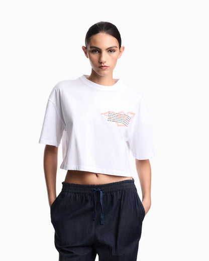 Emporio Armani Three-pack of eagle-print jersey cropped T-shirts