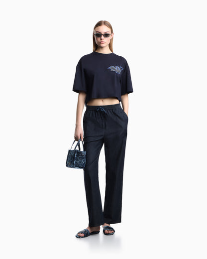 Emporio Armani Three-pack of eagle-print jersey cropped T-shirts