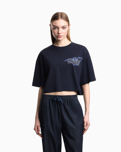 Emporio Armani Three-pack of eagle-print jersey cropped T-shirts